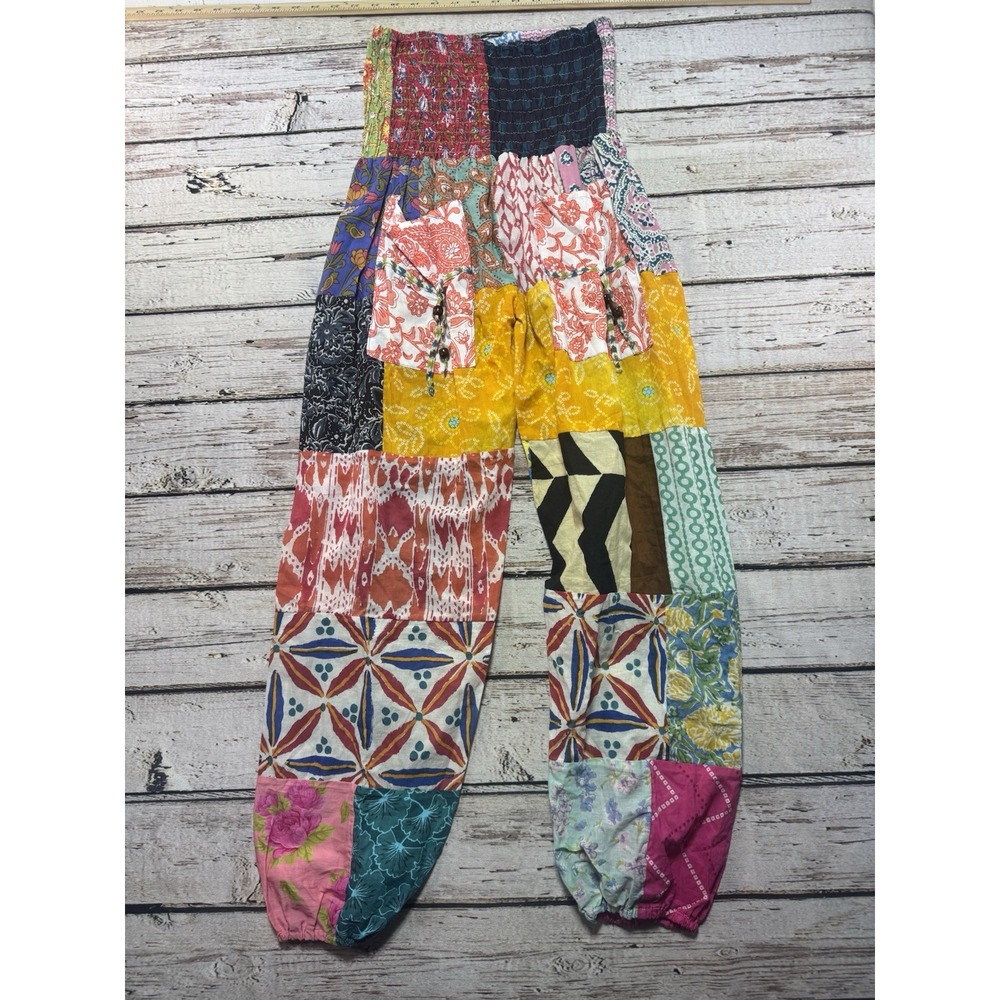 Ashley Taylor Patchwork Harem Pants Multicolor Boho Hippie Festival Trousers NEW